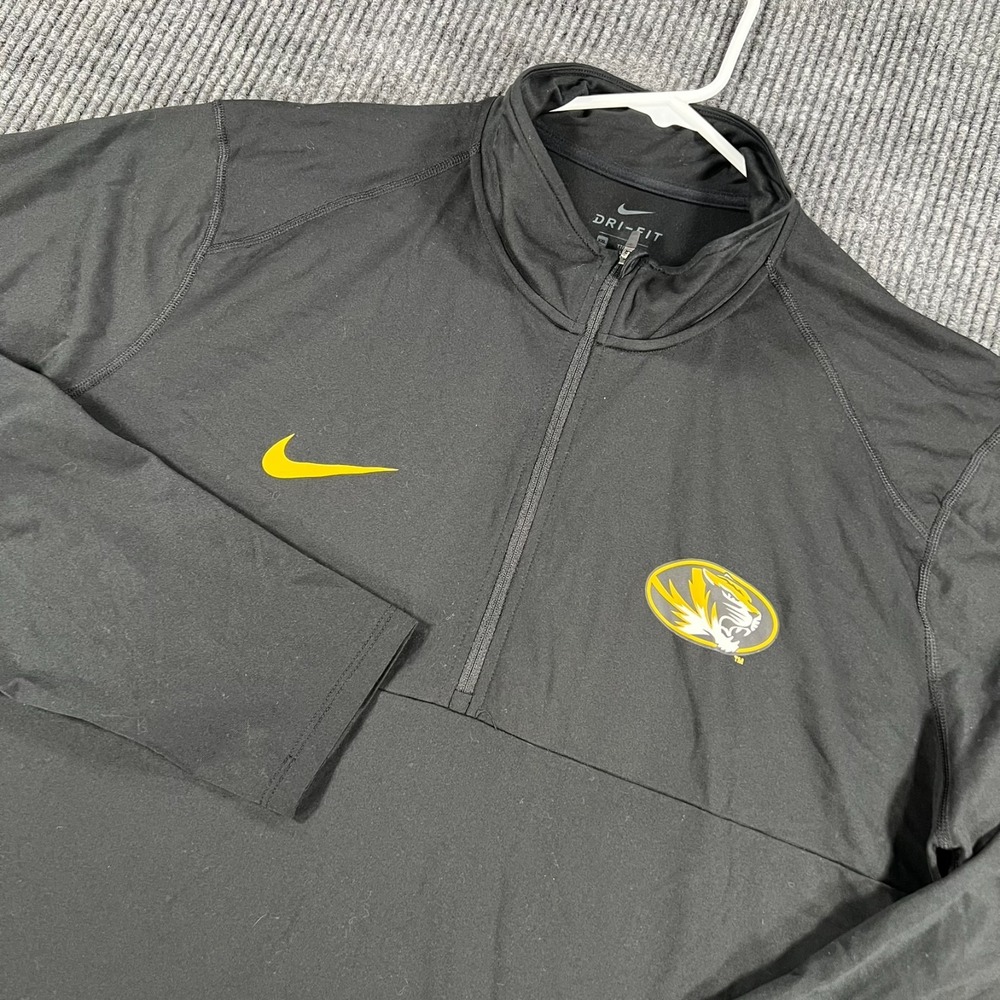 Missouri Tigers Pullover Shirt Nike Mens 2XL XXL Black Long Sleeve 1/4 Zip Mock
